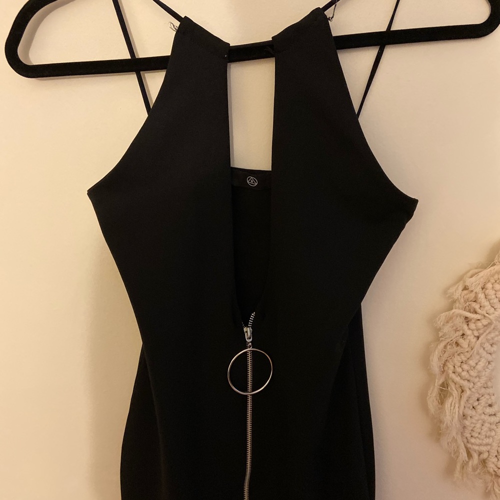 Misguided Deep Cleavage Front Zipper Dress
